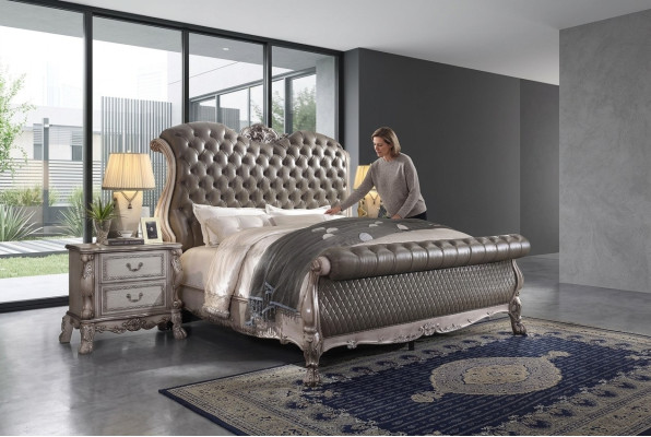 Design Barock Luxus Möbel Nachttisch Betten 180x200 Bett 3tlg. Schlafzimmer Set