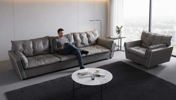 Sofagarnitur 5+1 Sitz Sofas Couch Polster Italienische Möbel Leder