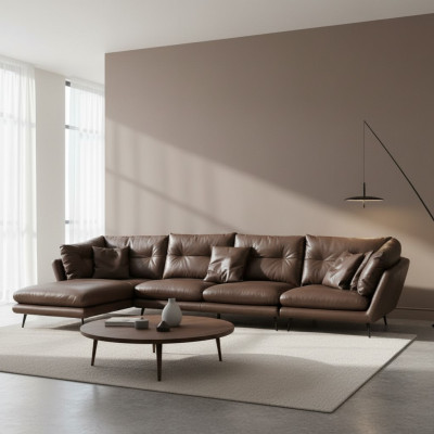 Ledersofa Couch Wohnlandschaft Eck Design Modern Sofa Ecksofa L-Form