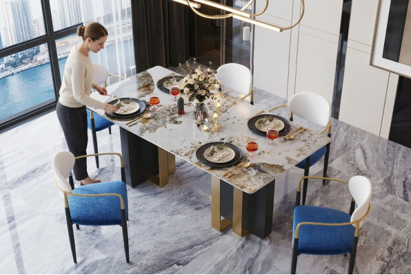 Tisch Marmor Stil Küche Moderner Esstisch Tische Esszimmer Luxus Möbel Design
