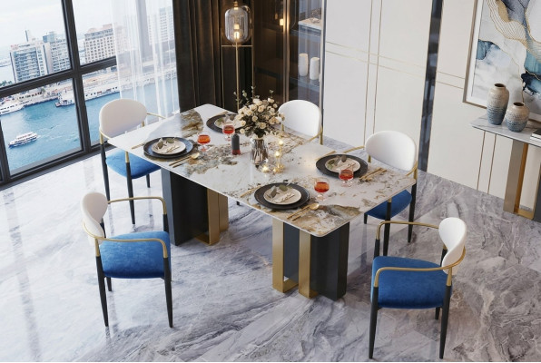 Tisch Marmor Stil Küche Moderner Esstisch Tische Esszimmer Luxus Möbel Design
