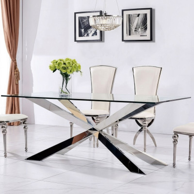 Luxus Tisch Design Esszimmer 180x90cm Esstische Glas Möbel Design Tische Neu