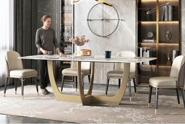 Luxusní kovové stoly 180x90cm pro obývací pokoj, hotelovou jídelnu, designérský nový stůl.