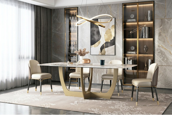 Luxusní kovové stoly 180x90cm pro obývací pokoj, hotelovou jídelnu, designérský nový stůl.
