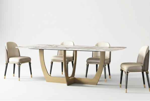 Luxusní kovové stoly 180x90cm pro obývací pokoj, hotelovou jídelnu, designérský nový stůl.