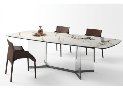 Esszimmer Wohnzimmer Design Luxus Modern Tische Edelstahlbeine Marmo Imitat Neu