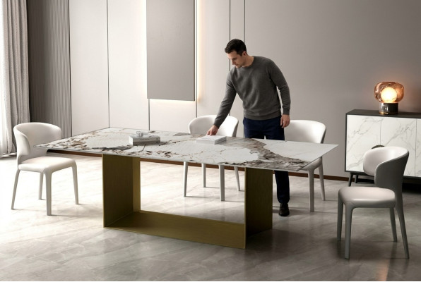 Moderní obývací pokoj jídelna Kuchyně Stoly 180x90 Jídelní stůl Designový stůl Nerez ocel