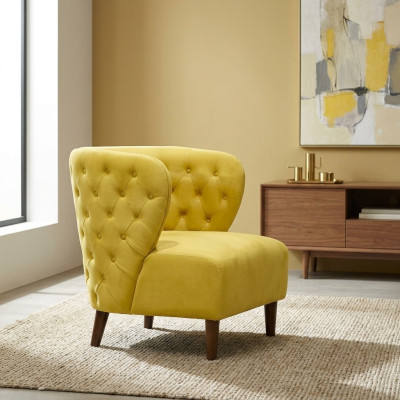Gelb Chesterfield Sessel xl Textil Stoff Couchen Kreative Möbel Sofas