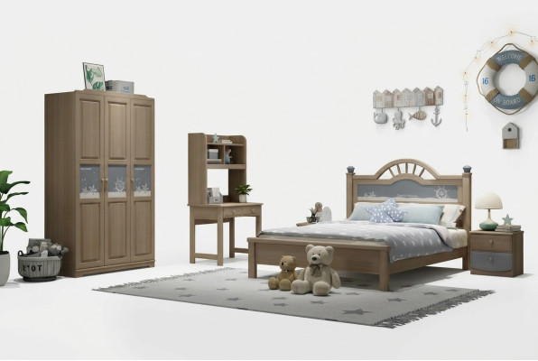 Jugend Kinder Zimmer Set Schlafzimmer Modern Schrank Bett Nachttisch Tisch 5tlg.