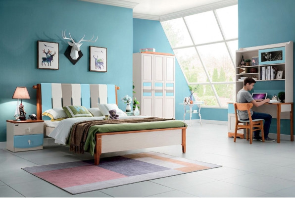 Echtes Holz Bett Schreibtisch Schrank Neu 5tlg. Komplett Set Holz Schlafzimmer
