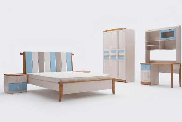 Echtes Holz Bett Schreibtisch Schrank Neu 5tlg. Komplett Set Holz Schlafzimmer