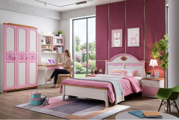 Modern Schrank Kommode Tisch Holz 5tlg. Schlafzimmer Jugend Kinder Zimmer Set