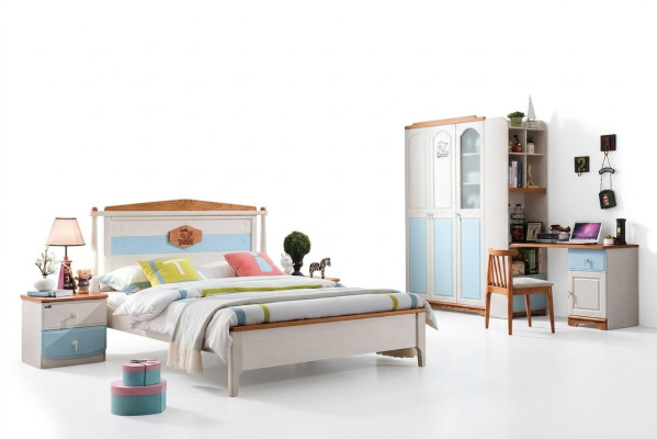 Komplett Jugendzimmer Kinderzimmer Set Bett Kleiderschrank Kommode 5tlg Echthol
