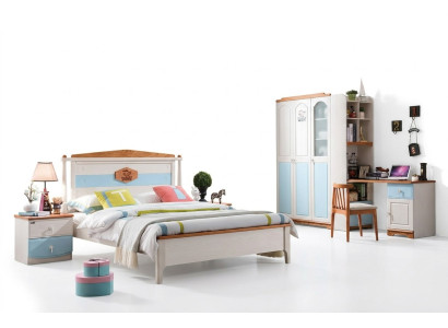 Komplett Jugendzimmer Kinderzimmer Set Bett Kleiderschrank Kommode 5tlg Echthol