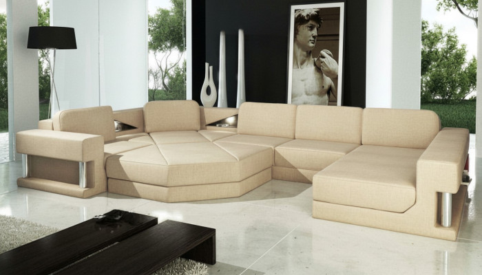 Ecksofa Polster Sitz Stoff Couch Sofas Couchen U Form Wohnlandschaft Möbel Neu