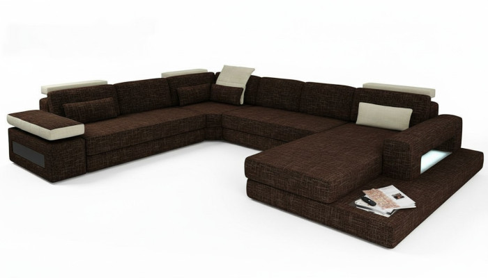 U-Form Couch Design Polster Eck Modern Sofas Textil Wohnlandschaft Ecksofa Stoff