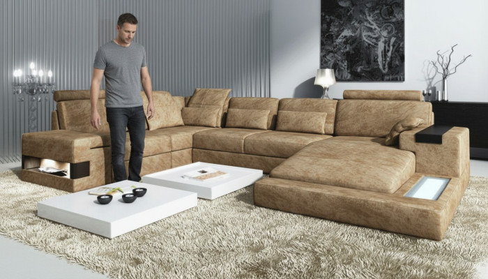 Ecksofa U-form Sofa Polstersofa Couch Sofas Couchen Ecksofas Design Möbel Neu