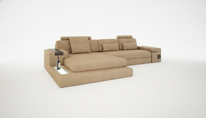 Design Moderní Pohovka Tkanina Hnědá Rozkládací Přihrádka Rozvržení Pohovky Roh Nový