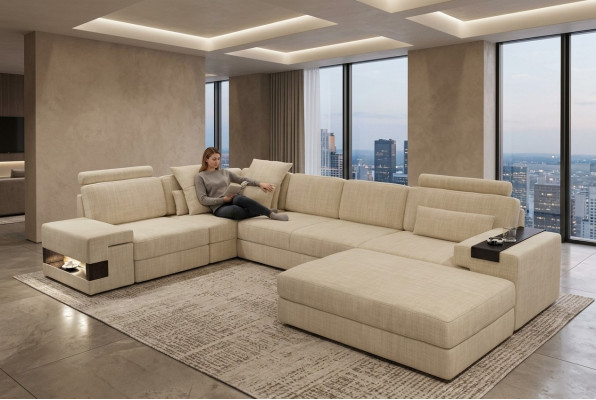 Textilní rohová sedací souprava L tvaru Nábytek do obývacího pokoje Design Moderní Měkký Styl 2dílná sada
