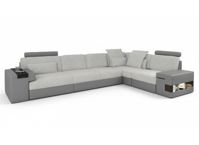 Design moderne Sofa L-Form Sofas Grau NEU Couch Ecke Leder Wohnzimmer Couchen