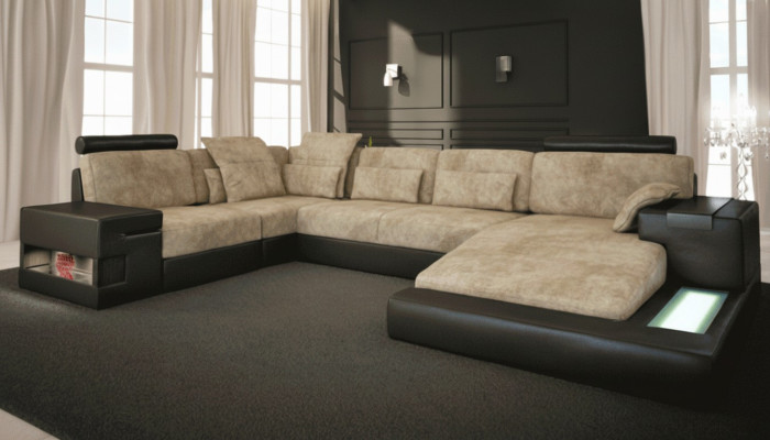 Ecksofa Big Wohnlandschaft Couch Sofa Polster Sitz Leder U Form Wohnzimmer Neu