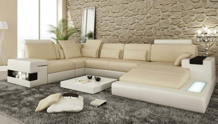 Rohová sedací souprava U-Forma Kožená pohovka Pohovka Obývací souprava Design Moderní pohovka