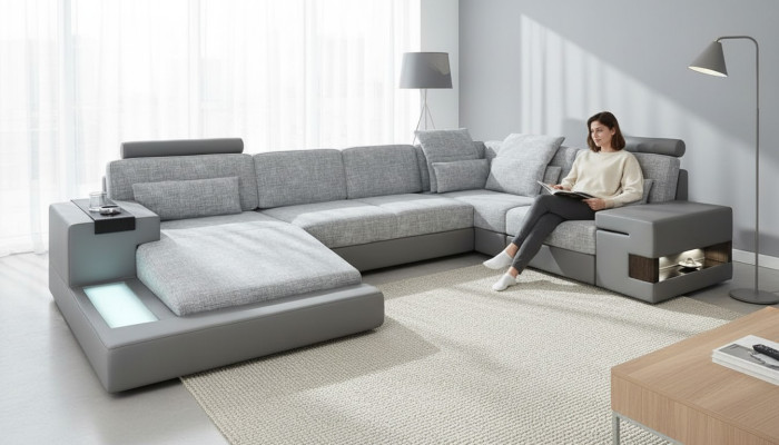 U-Form nábytek pohovka Postele Funkce Potah Tkanina Moderní Design Sofá nové pohovky