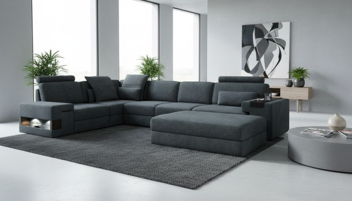 Design Pohovka Rozkládací Rok Elegance s Podnoží Sedací soupravy Obývací pokoj L-tvar Moderní Luxusní