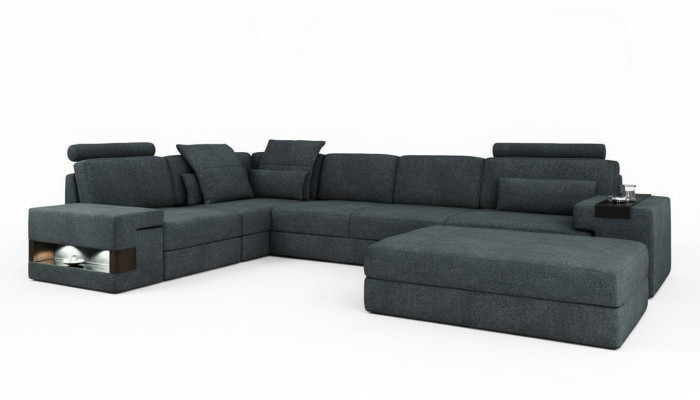 Design Pohovka Rozkládací Rok Elegance s Podnoží Sedací soupravy Obývací pokoj L-tvar Moderní Luxusní