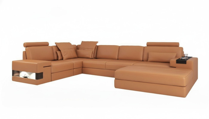 Moderne Luxus Sofa Ecke Set L-Form gepolsterte Leder Möbel Ledersofa