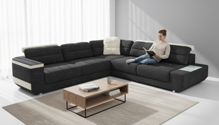 Rohová sedací souprava potah Polstrová moderní sedací souprava ve tvaru L Big Sleep Corner Sofa Living Landscape