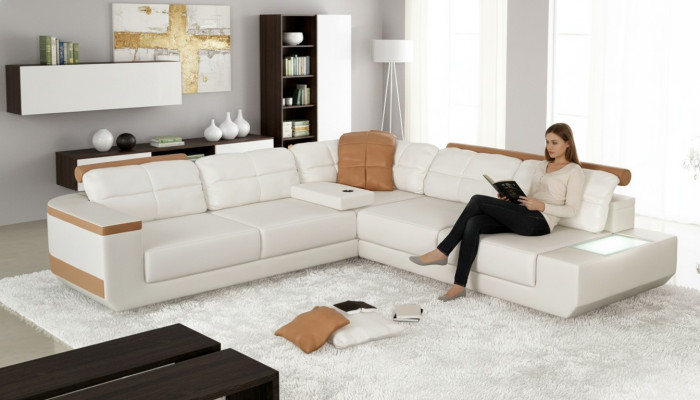 Design Modern Sofa L-Form XXL Couch Ecksofa Leder Wohnlandschaft