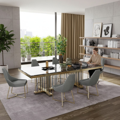 Nábytek Stůl Stoly Jídelna Design Kuchyň Luxus Moderní Mramorový Jídelní Stůl 90x160