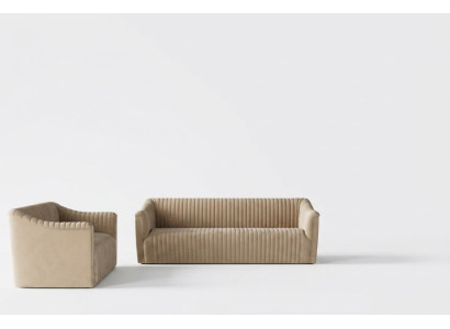 Sametová pohovka 2místná obývací sestava Relax z masivního dřeva Designová pohovka Lounge