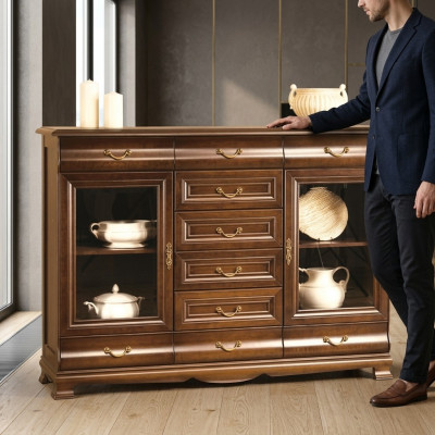 Kommode Anrichte Schrank Kommoden Holz Glas Wohnzimmer Design Möbel Regal Hotel