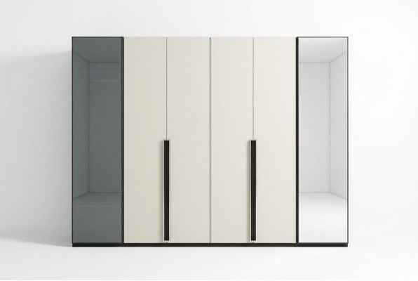 Schrank Designer Kleiderschrank mit Spiegel Schlafzimmer Luxus Möbel Holz Neu