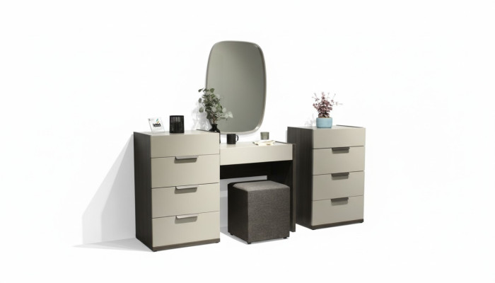 Šminkovací stůl se zrcadlem Make Up ložnice Design nábytek dřevo 2ks. Nové