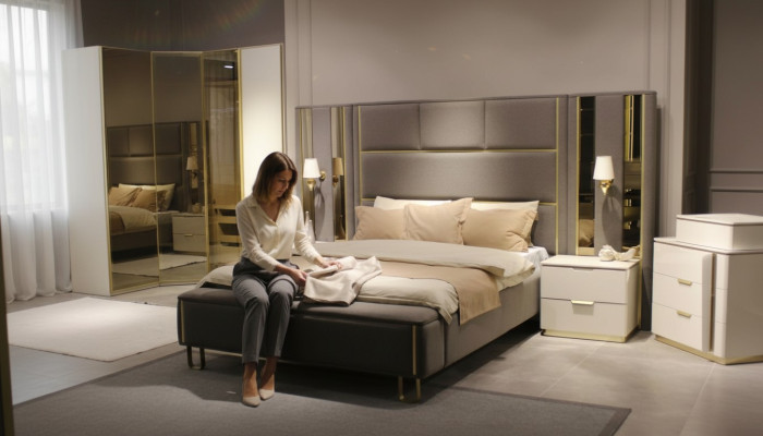 Postel 2x noční stojan 3 kusy Ložnice manželská postel Design Nábytek Dřevo Nový Set