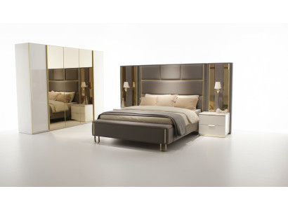 Postel 2x noční stojan 3 kusy Ložnice manželská postel Design Nábytek Dřevo Nový Set