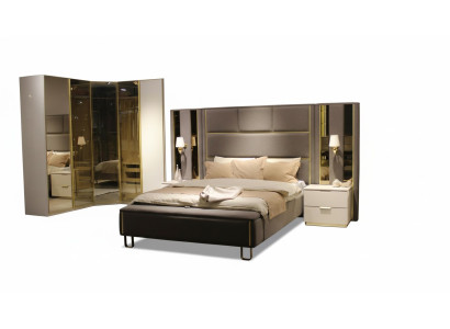 Luxus ložnice set postel + 2x noční stolky + lavice Design nábytek 4 ks. Nový