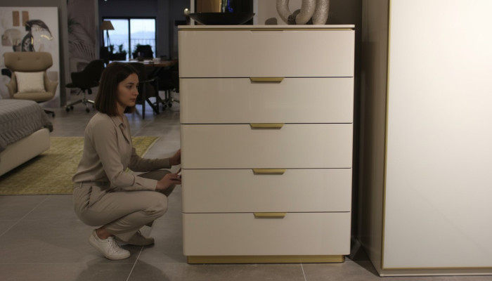 Design Möbel Schlafzimmer Luxus Kommode mit 4 Schubladen Holzschrank Holz Neu