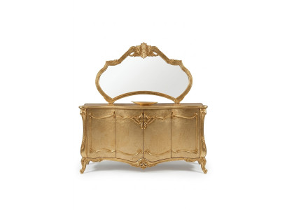 Luxus Sideboard Anrichte mit Spiegel Garnitur Kommode Holz Kommoden Klassische