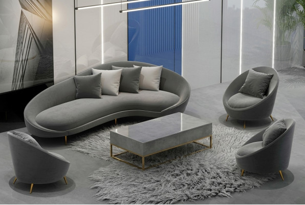 Rohová sedací souprava + křeslo obývací krajina Relaxační sedadlo Design Pohovka Kavárna Pohovky Textilní Samet