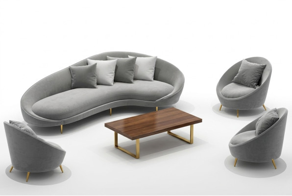 Rohová sedací souprava + křeslo obývací krajina Relaxační sedadlo Design Pohovka Kavárna Pohovky Textilní Samet