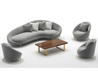 Rohová sedací souprava + křeslo obývací krajina Relaxační sedadlo Design Pohovka Kavárna Pohovky Textilní Samet