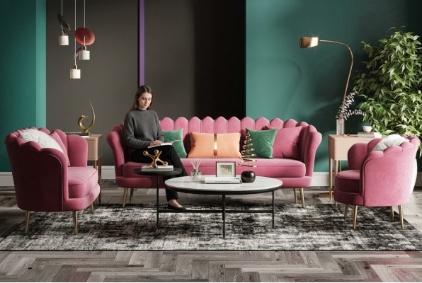 Couch Nábytek Relaxační Sedací Design Pohovka Obyčej Sofa 3 Místný Samet Nový