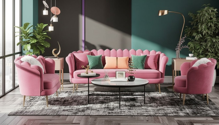 Couch Nábytek Relaxační Sedací Design Pohovka Obyčej Sofa 3 Místný Samet Nový