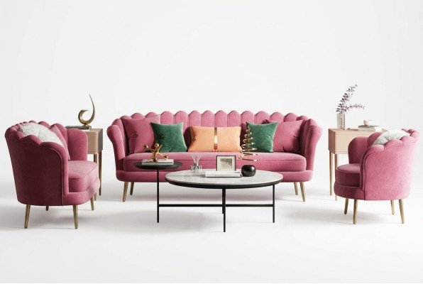 Couch Nábytek Relaxační Sedací Design Pohovka Obyčej Sofa 3 Místný Samet Nový