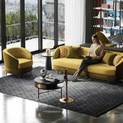 Relaxační designová pohovka Lounge Sofas Textilní pohovka 3místná sametová