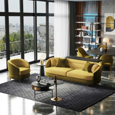 Relaxační designová pohovka Lounge Sofas Textilní pohovka 3místná sametová
